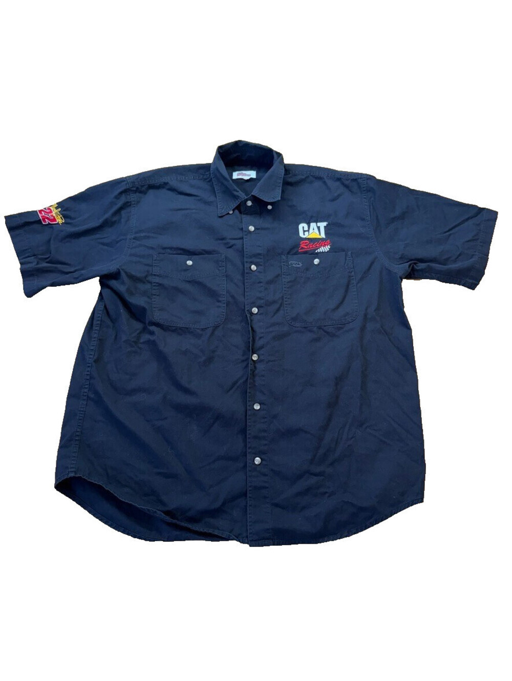 Vintage Black 90s CAT Racing Shirt Mens XL Button Down Racing Champions NASCAR